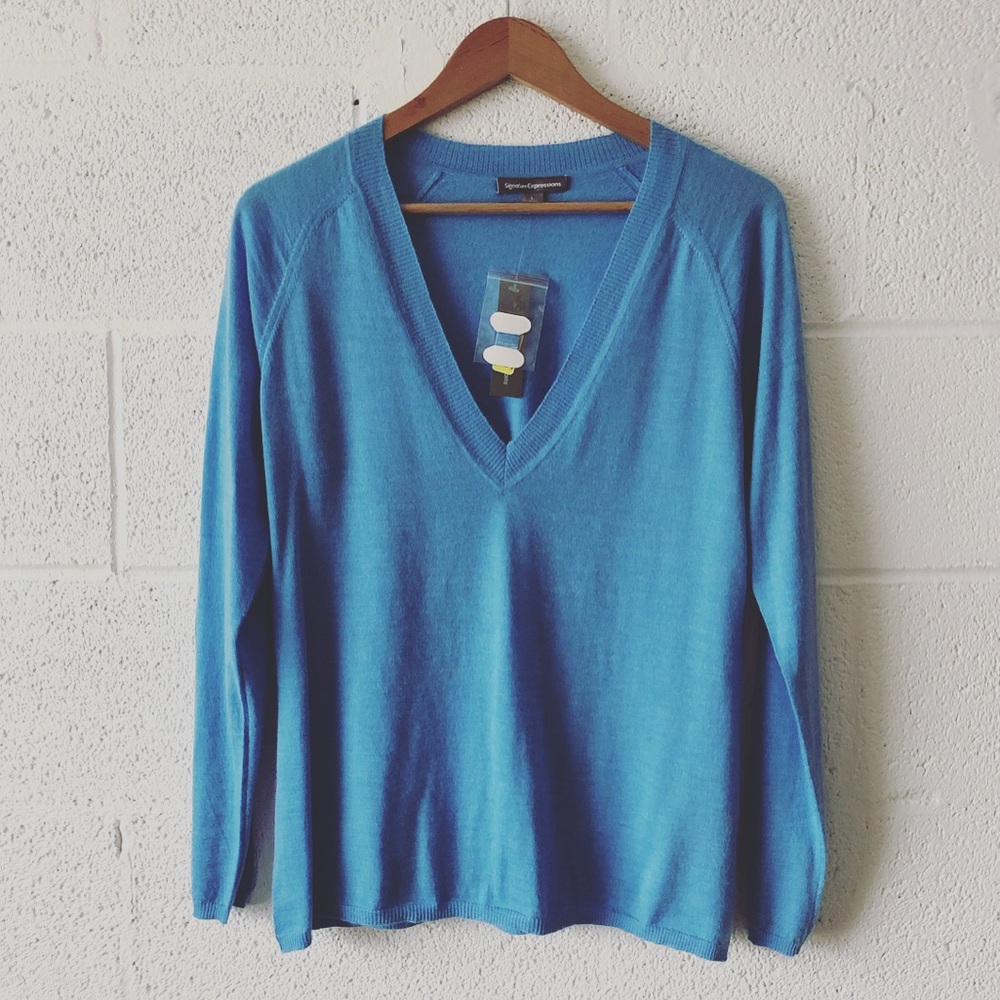 Signature Expressions cashmere v-neck sweater NWT